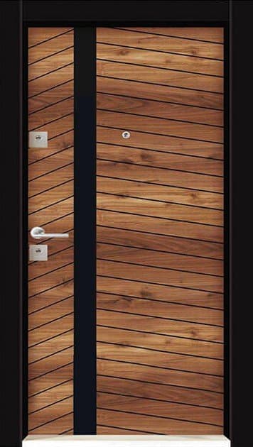 Model 5 security door with wooden slats