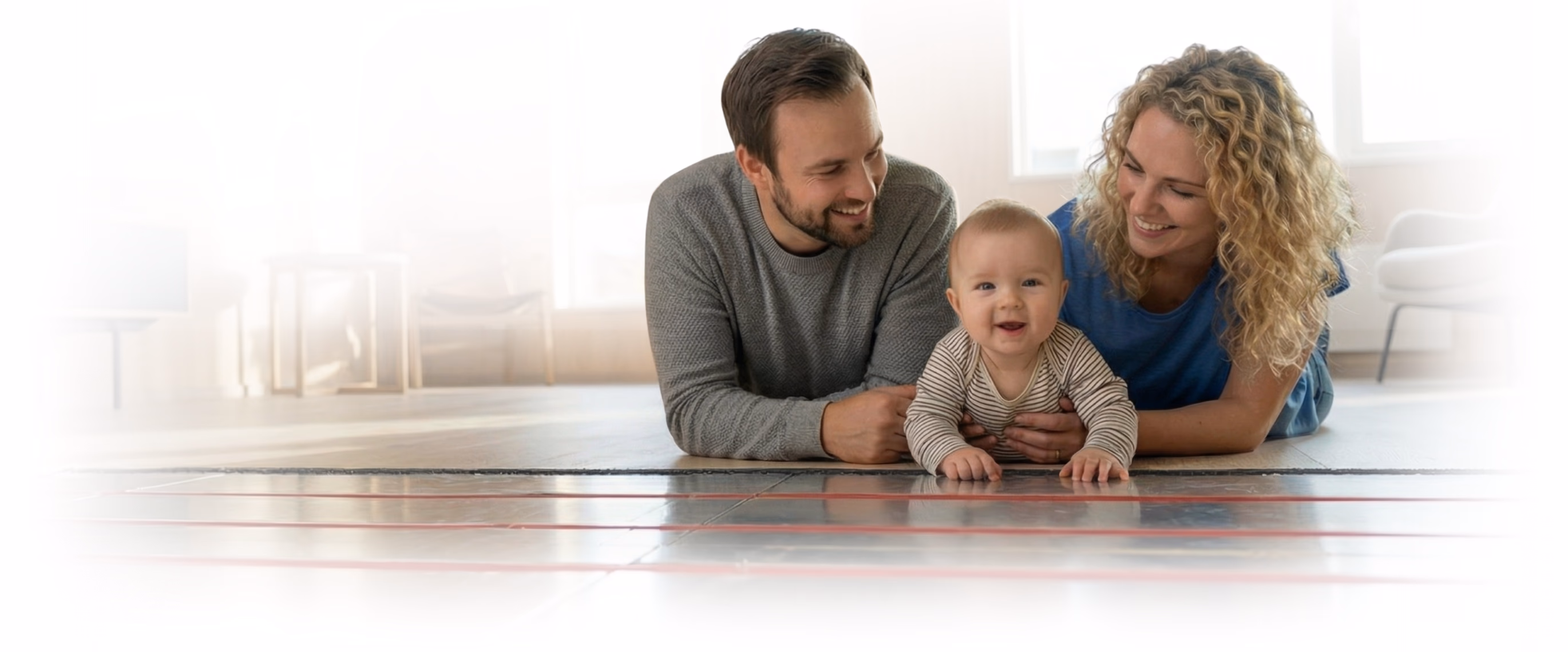 Family enjoying an efficiently heated home